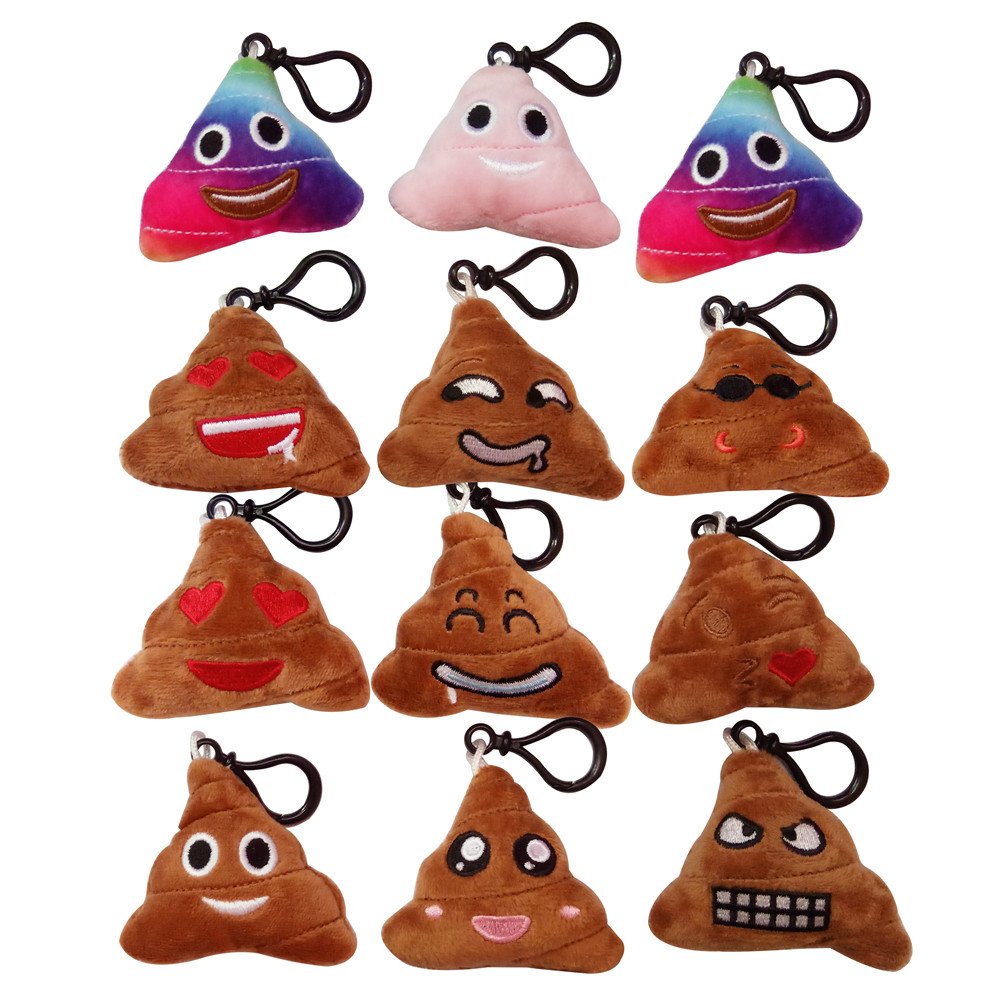 Emoji Poop Toy Plush Keychain 2 inch（12 Pack） Toys & Games