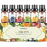 Fruity Essential Oils Set - Fruity Scents Fragrance Oil Aromatherapy Essential Oils Kit for Diffuser, Candle Making (6x10ML) Strawberry, Coconut Scented Oil