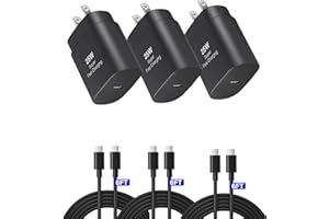 Type C Charger, 3 Pack 25W Type C Fast Charging Block with 6FT USB C Cable Compatible with Galaxy S24/S23/S22/S22 Ultra/ S21/