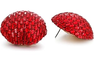 RUOFFETA Large Disco Ball Earrings, Sparkly Half-Ball Earrings for Women 60s 70s Outfits Costume Accessories