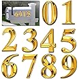 Jiepuxiter Self-Adhesive 3 inch House Mailbox Numbers for Outside 0-9, Street Address Door Numbers Signs for Apartment,Office,Boats,Mailboxes (Golden,10 Pcs)