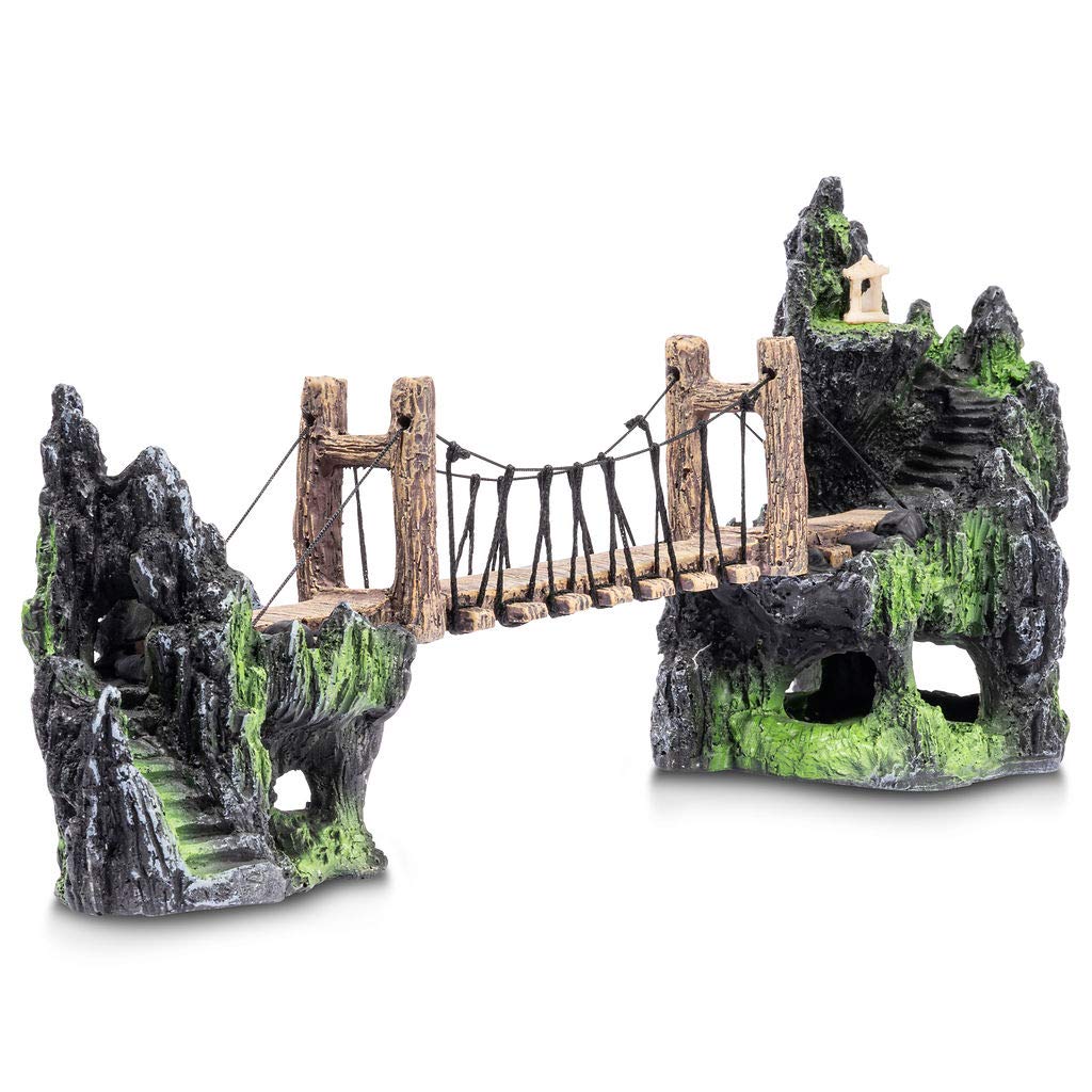 Aquatic Planet Rope Bridge Mountains Aquarium Fish Tank Ornament Decoration LARGE 41CM (Large (41 x 10 x 17.5cm))