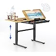 FLEXISPOT Electric Drafting Table Adjustable Height 47.2"x23.6" Standing Drawing Desk Extendable Top Craft Workstation w/Tilting Tabletop, Storage Drawer for Study, Office, Studio, Art, Adult & Kid