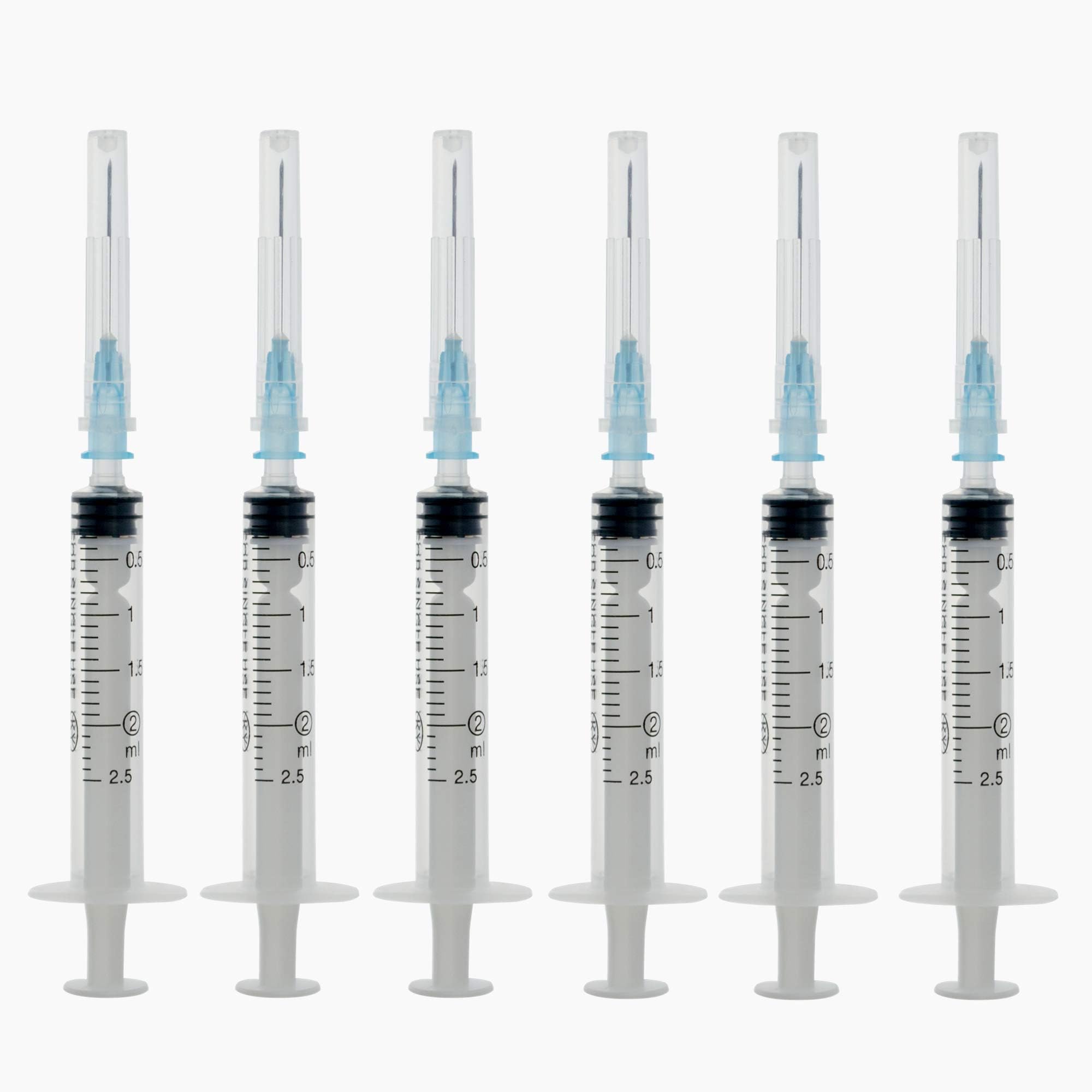 Syringe With 23Ga Needle And Cap, Plastic Aseptic Packaging. (2ml/cc-100Pcs)