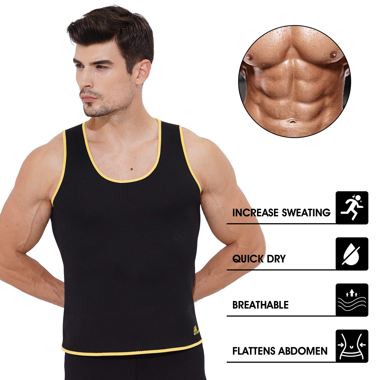 Gowhods Sauna Sweat Vest for Men - Burn Fat Fast, Better Shaping, Quickly Absorb Sweat, Professional Gym Clothing for Running,Lifting,Crossfit Workouts - XL