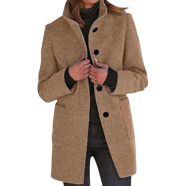 Amazon.com: Winter Long Pea Coats for Women Wool Blend Stand