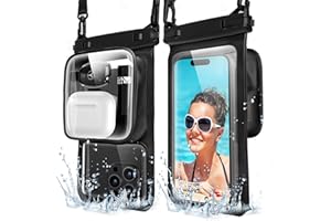Diaclara Waterproof Phone Pouch,[Added Storage Bag] Underwater Screen Touchable, IPX8 Waterproof Phone Case with Adjustable Lanyard,Compatible with iPhone 15/14/13/12/11 Pro/Pro Max/Plus/Mini, Black