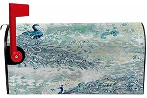 Numland Magnetic Mailbox Covers Polyester Oxford Cloth Anti-UV and Reusable Letterbox Cover 21×18 Inch,Peacock Summer