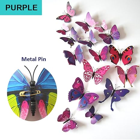 Buy Purple Butterfly Stickers 12 Pcs Varying Sizes Shades Magnet