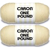 Caron One Pound Soft Yarn for Crocheting &amp; Knitting, Cream, 2-Pack | #4 Worsted Medium, Soft 100% Acrylic Yarn for Crochet, Knitting, Blankets and Crafts, 812yds, 453.6g/16oz per skein
