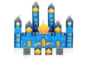 DRCURN Ramadan Calendar Ramadan Decorations for Home, 30 Days Eid Mubarak DIY Countdown Advent Calendar Refillable Ramadan Gifts Box for Family