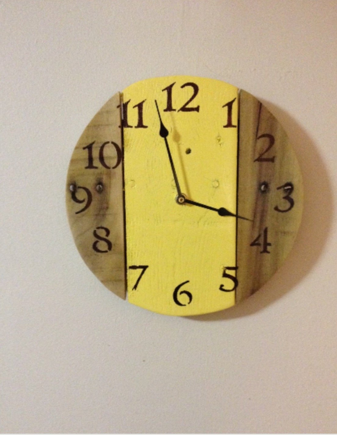 Amazon Com 10 5 Rustic Yellow Pallet Wood Wall Clock Reclaimed