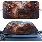 Dragon Car Windshield Sun Shade - Fantasy Red Fire Dragon Face Heatshield Blocks UV Rays Sun Visor Protector for Sedan Truck SUV - 59