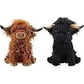 XCGNTU Scottish Highland Cow Plush Toys 11.8inch Soft and Cuddly Plush Stuffed Animals Suitable for Farm Home Decor,Gift for Kids (Brown&Black)