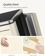 SONGMICS 3 x 18 L Kitchen Bin 3 Compartment Steel Sand Beige LTB054A02 view 4