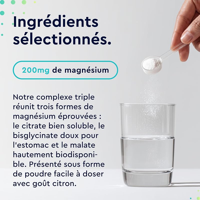 Complexe de magnésium en poudre 600g - Bisglycinate, citrate & malate hautement dosé - Solubilité rapide - Pour les muscles, les nerfs & l'équilibre électrolytique* - Goût citron - 100% pur — photo 5 sur 8
