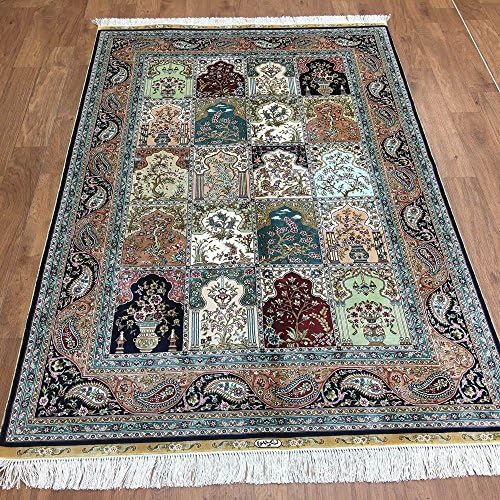 Yuchen New 4'x6' Four Seasons Turkish Genuine Hand Knotted Silk Carpets Handmade Rugs