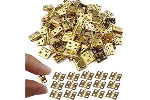 GXXMEI 100PCS Mini Hinges Pure Copper Cabinet Drawer Butt Hinges Connectors Miniature Furniture Wooden Box Jewelry Chest Box Cabinet DIY Accessories (Gold)