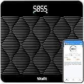 Vitafit Amazing 660lb Smart Bathroom Scale for Body Weight in 0.1lb, High Accuracy Assured by Scale Professional Factory Since 2001, Large Platform with 8mm Non-Slip Tempered Glass, LED, 3*AAA, Black