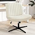 DUMOS Criss Cross Chair Legged Office Wide Comfy Desk Seat, No Wheels Armless Computer Task Seating, Swivel Vanity Home Height Adjustable