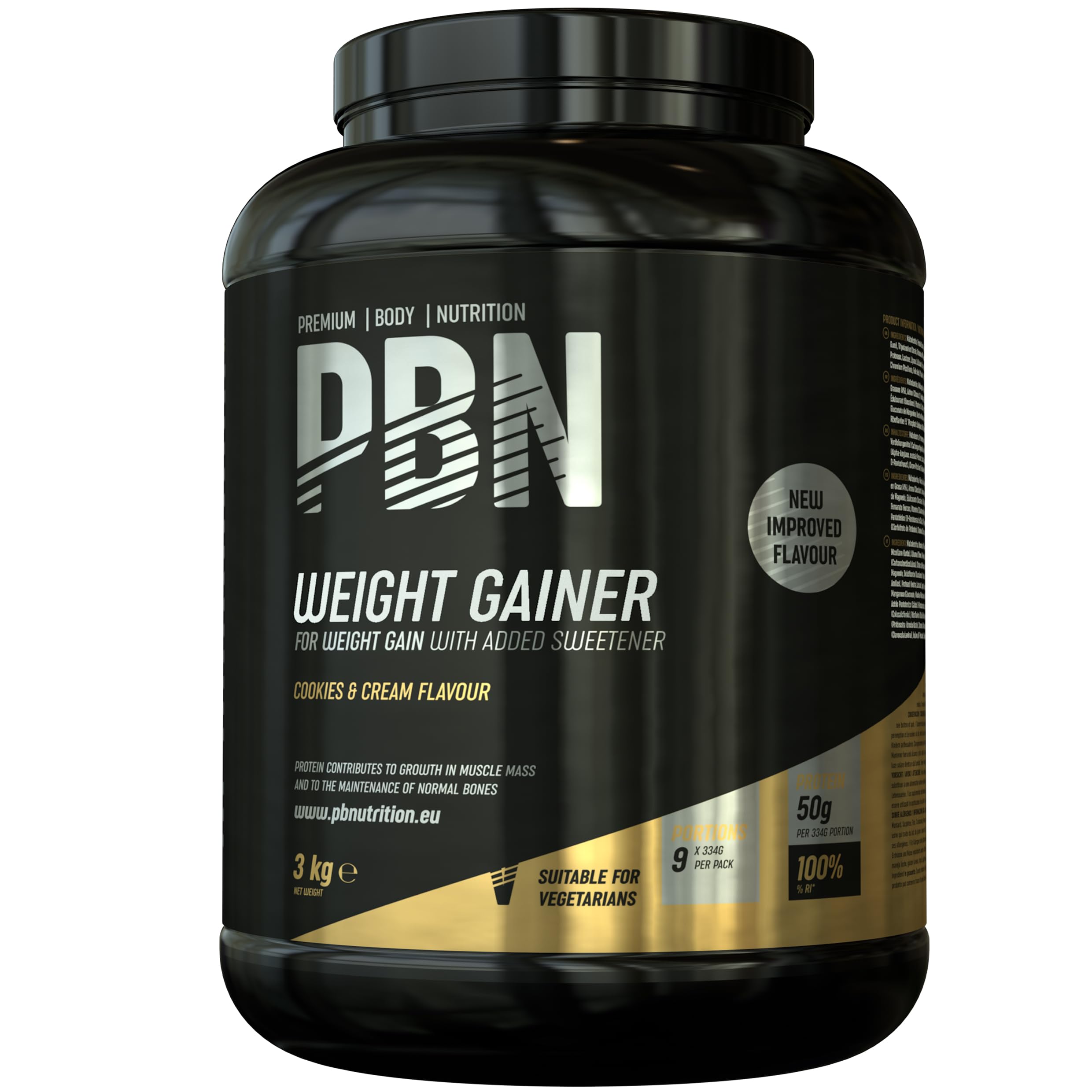 PBN - Premium Body Nutrition Weight Gainer 3kg Cookies, New Improved Flavour