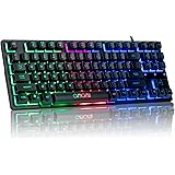 RGB Compact Gaming Keyboard, CHONCHOW USB Wired 87 Keys Gaming Keyboard LED Rainbow Backlit Tenkeyless Gaming Keyboard TKL Ke