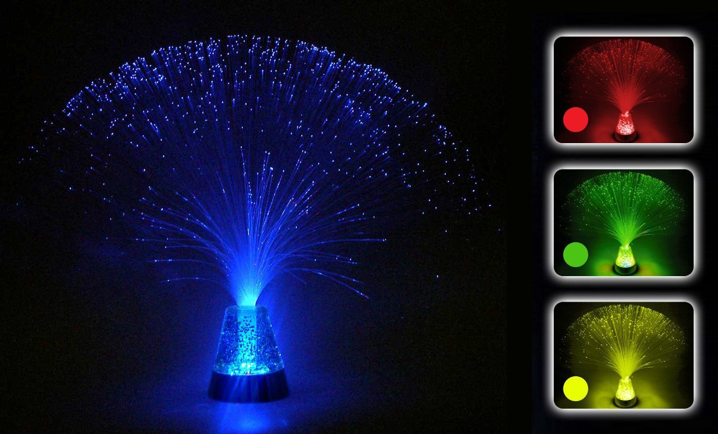 Playlearn Sensory Lights Fibre Optic LED Fibre Optic Lamp Colour Changing Glitter Base - 4 Colours - 13 Inch Mood Novelty Lamp