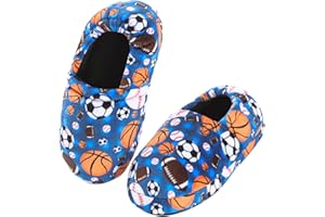 YSEOUL Little Kids Big Boys House Slippers, Kids Warm Slip On Home Slippers with Soft Memory Foam Cute Winter Nonslip Indoor Shark Dinosaur Soccer Dog Slippers