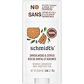 Schmidt's Aluminum-Free Vegan Deodorant Sandalwood &amp; Citrus for Women and Men, with 24 Hour Odor Protection, Natural Ingredients, Cruelty-Free, 2.65 oz