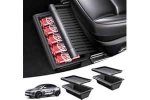 Wigoo 2025 Tesla Model Y Juniper Accessories Under Seat Storage Box Organizer [Firm Installation & Expand Storage] Upgraded Underseat Storage Tray with Lid for Model Y Juniper 2025~2026
