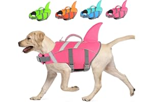Doglay Dog Life Jacket Shark, Dog Life Vest for Swimming and Boating, High Visibility & High Flotation Swimming Vest with Rescue Handle, Adjustable Puppy Lifesaver for Small Medium Large Dogs