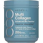 NeoCell Multi Collagen Bio-Peptides Powder | 22oz | Advanced with Hyaluronic Acid and Vitamin C | 10 Super Types of Collagen | Superior Absorption | Grassfed Protein Supplement