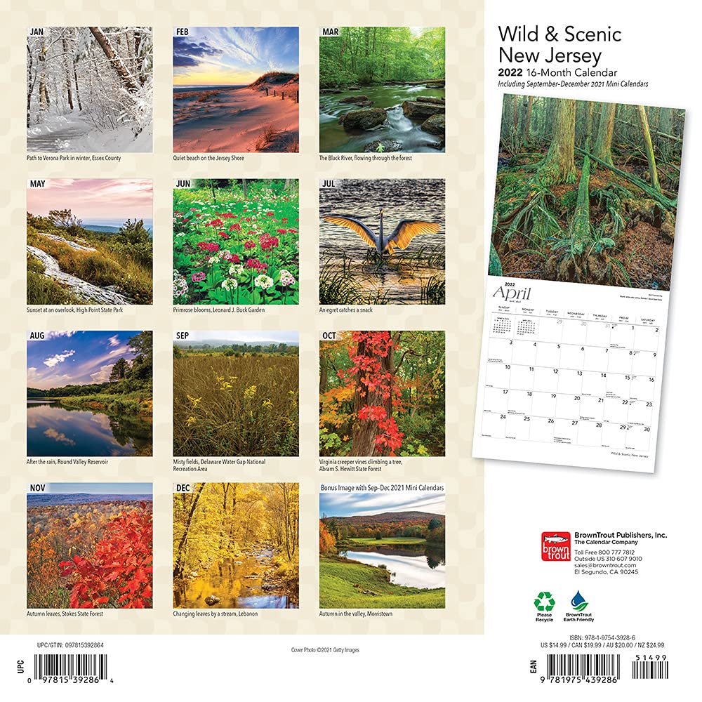 New Jersey Wild & Scenic 2022 12 X 12 Inch Monthly Square Wall Calendar, Usa United States Of America Northeast State Nature: Browntrout Publishers Inc., Browntrout Publishers Editing Team, Browntrout Publishers Design