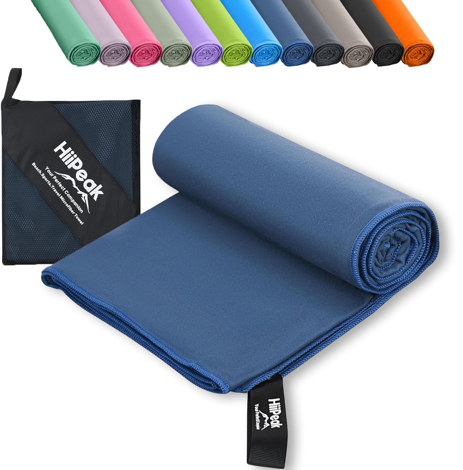 HiiPeak Microfibre Towel Compact Camping small gym towel face and hand Towel - Quick Dry Lightweight Absorbent Sports Gym Swimming Hiking Drying Towel for Men,Women(Navy Blue-1pack, 50cm x 30cm)