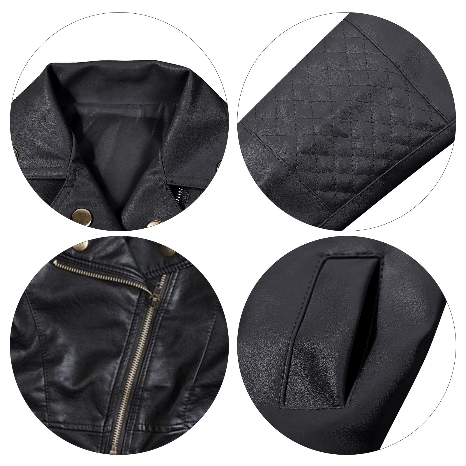 UNIQUEONE Baby Boys Girls Kids Outfits Spring Autumn PU Faux Leather Lapel Jacket Oblique Zipper Outerwear Coat