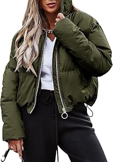 Womens Zip Up Quilted Puffer Jacket 