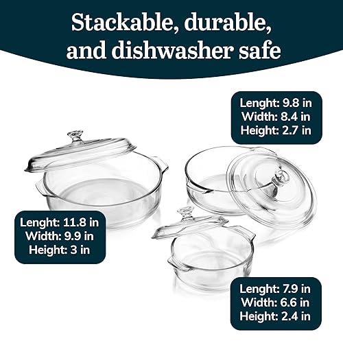 Libbey Baker's Basics 3-Piece Glass Casserole Baking Dish Set with