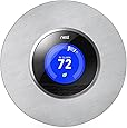 Beautiful Round 6" Wall Plate Cover for all 2nd and 3rd Generation Nest Thermostat by Wasserstein (Stainless Steel)