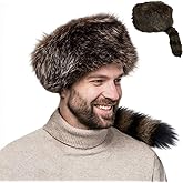 SecretCastle Raccoon Tail Hat for Men Women's Costume Hat - Faux Fur Coonskin Cap with Tail, Western Boone Hat (One Size Fits Most)