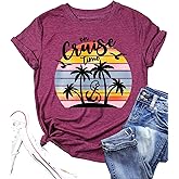 On Cruise Time T-Shirt Women Coconut Tree Graphic Tees Summer Vacation Shirt Beach Praty Tops Family Cruise Shirts