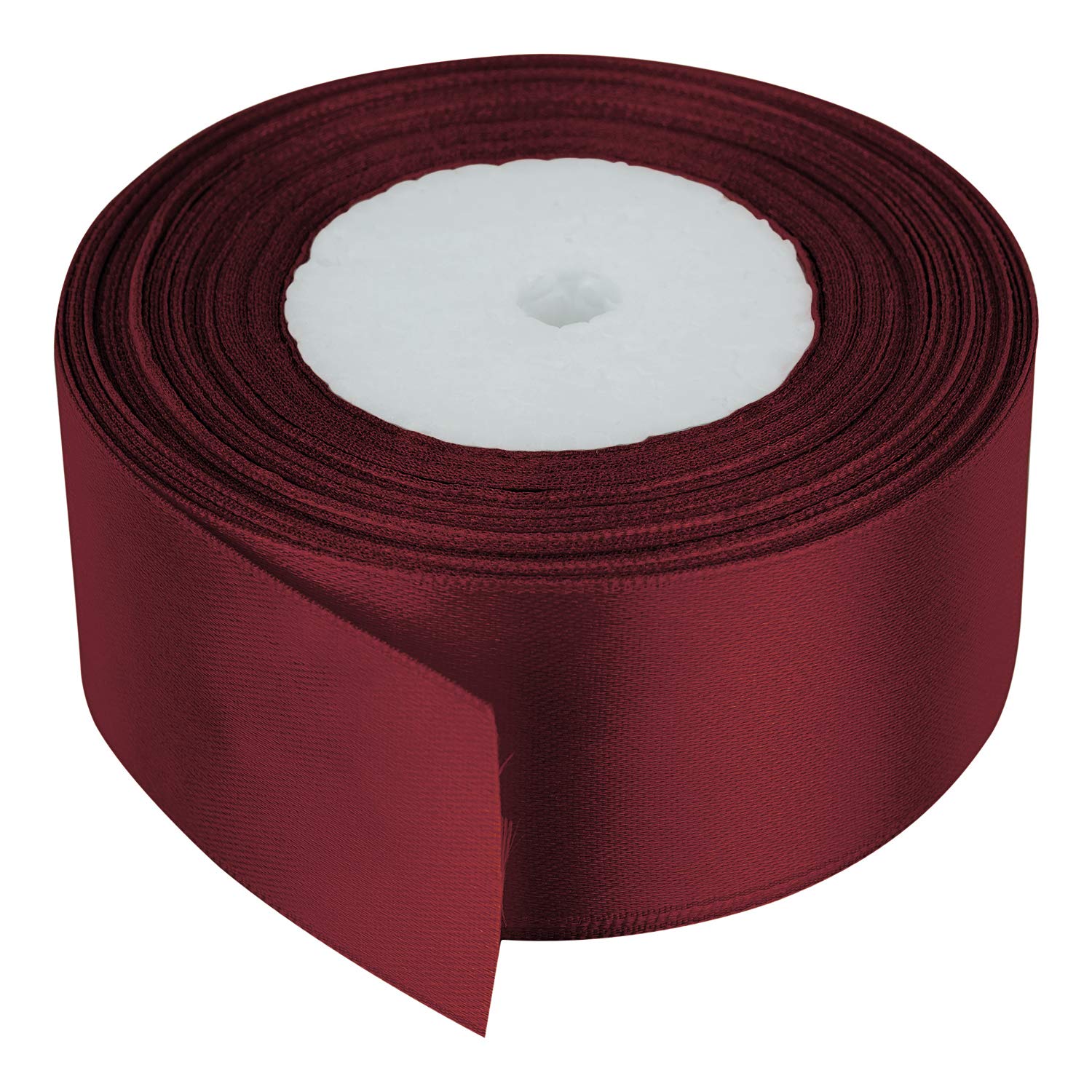 Trimming Shop 40mm Double Sided Satin Ribbon 25 Metres Roll - 100% Polyester Craft Ribbon for Gift Wrapping, Bow Making, Sewing, Wedding Decoration, Hair Accessories & DIY Crafts, Burgundy