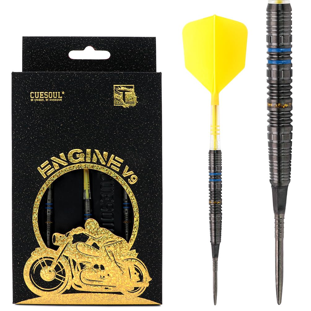 CUESOUL ENGINE V9 22g Steel Tip 90% Tungsten Dart Set with GEM STONE Finished and Unifying ROST T19 CARBON Flight