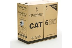 PrimeCables Cat6 1000ft Bulk Ethernet Cable CMR-Rated - Solid, Network Internet Cord 23AWG UTP, Pure Bare Copper Wire Black