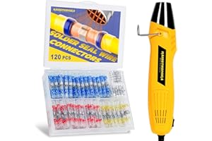 haisstronica 120 PCS Solder Seal Wire Connectors with Heat Gun Kit - Solder Sticks Wire Terminals Waterproof Electrical Connectors for Automotive, Marine, Wiring Repair