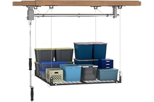 Ceiling Storage Racks Lift, Overhead Garage Storage Rack, Adjustable Organization System, 4x4 Ft Suitable for garages, worksh