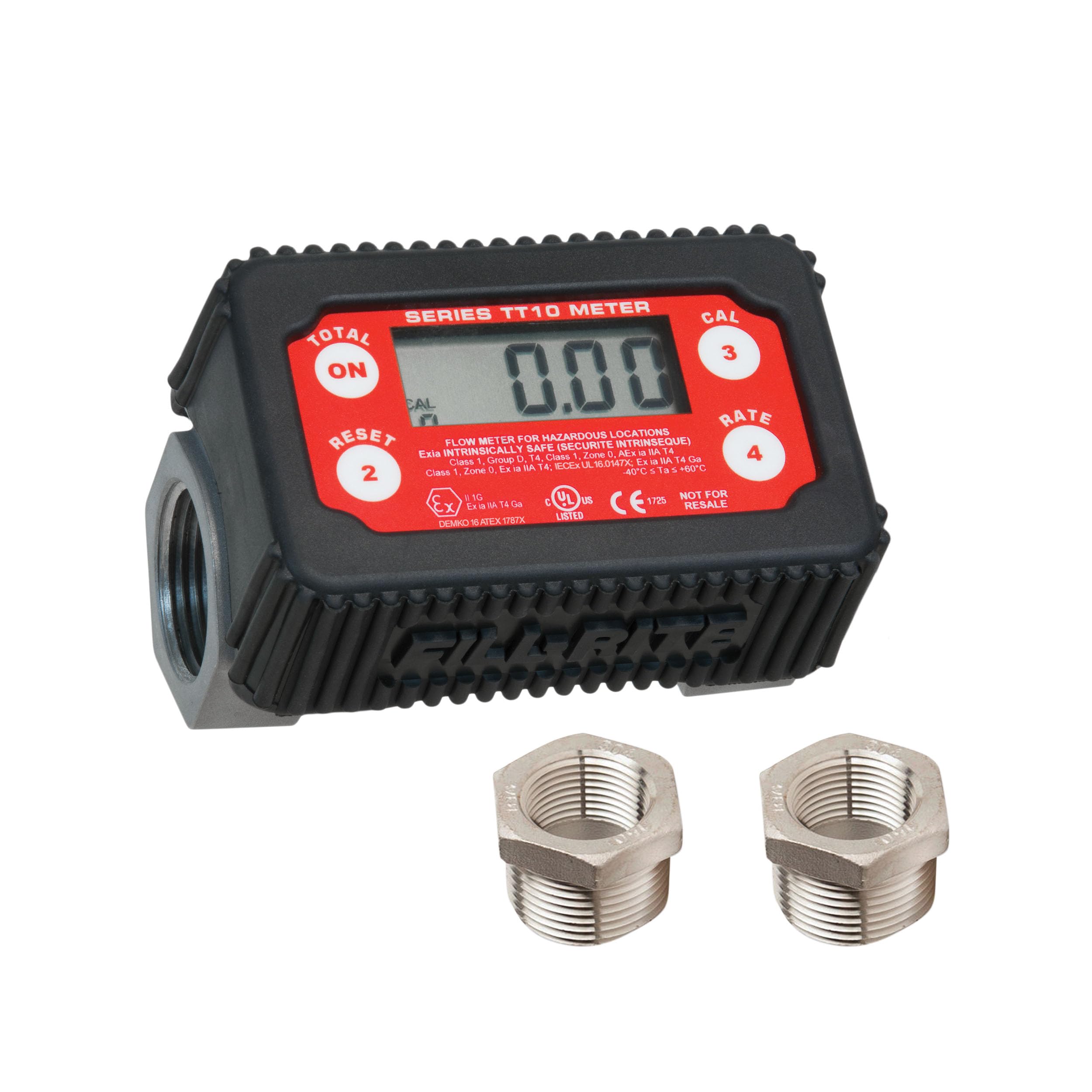 Photo 1 of Fill-Rite TT10AN 1" 2-35 GPM(8-132 LPM) Digital In-line Turbine Meter, Aluminum, Fuel Transfer Meter,Black/Red