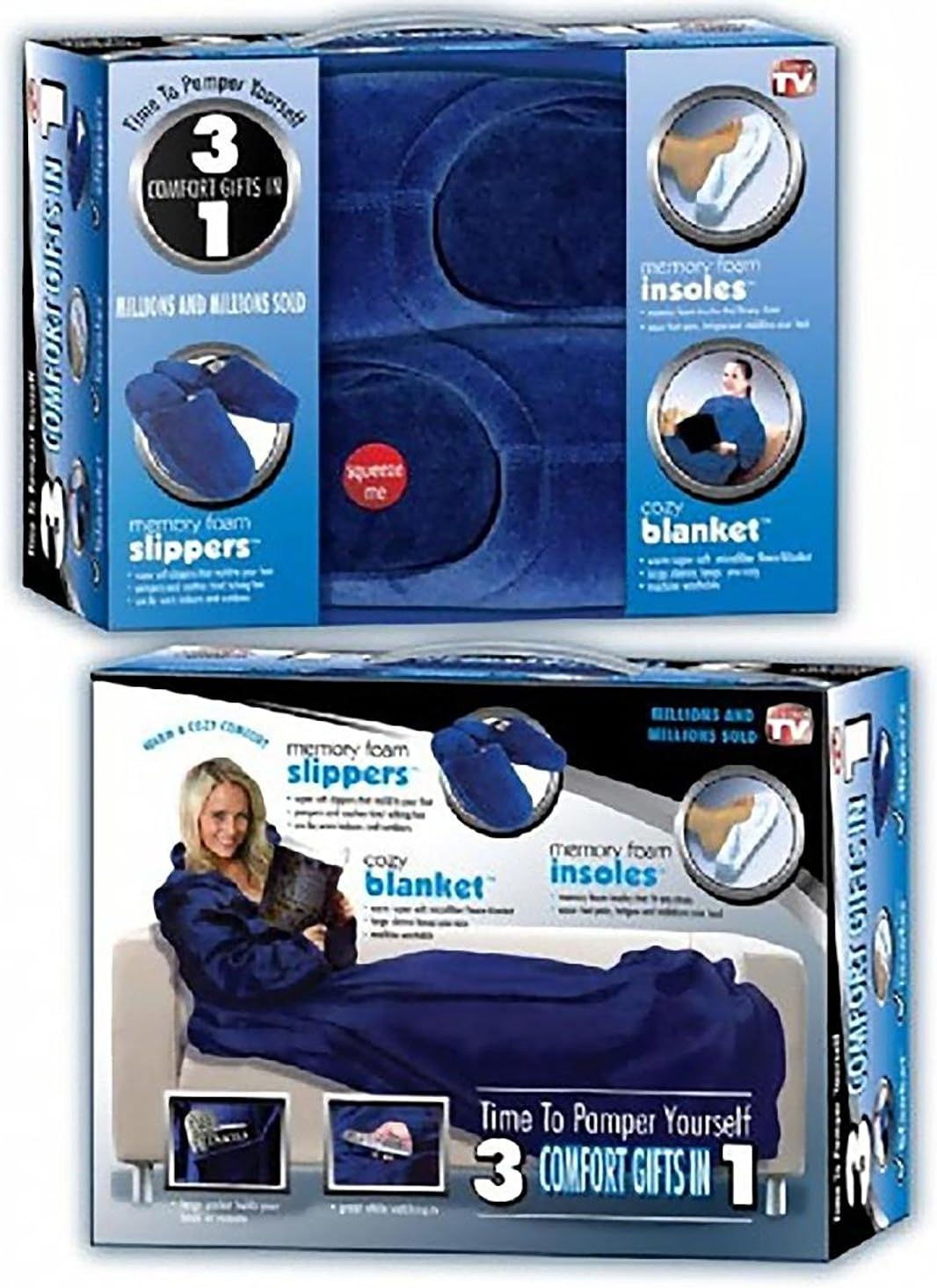 3 Comfort Gifts in 1- Medium (Slippers, Blanket with Leaves, Insoles) Memory Foam