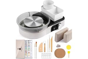CATCRAFTER Pottery Wheel for Kids Adults and Beginners - Complete Pottery Set for Teen with 6" Turntable, 2.2lb Clay, Art Supplies Sculpting Tools, Christmas Craft Gifts for Teens Adults (Grey)