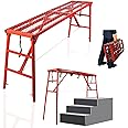 NETRCRHOM Folding Scaffolding Platform, 71(L) x15.7(W) x51(H)''770 Lbs, Adjustable Steel Industrial Step Ladders, Portable Heavy Duty Work Platform for Construction Sites and Renovations