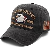 250 Anniversary USA Hat Embroidered Adjustable 250 Anniversary USA Hat,Patriotic Bald Eagle Baseball Cap for Men Women Gifts